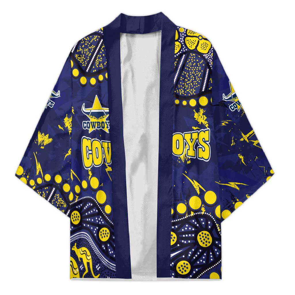 Personalized North Queensland Cowboys Kimono Aboriginal Pattern with Graffiti Style Design