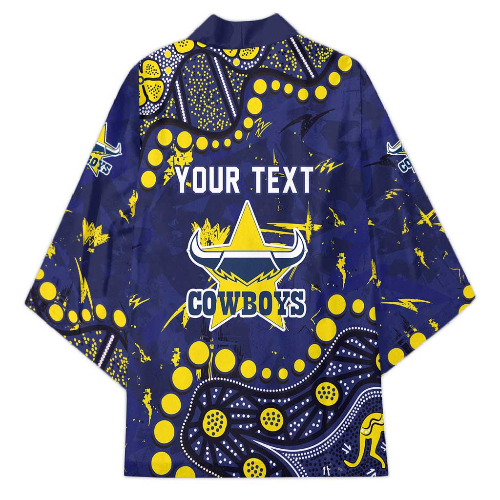 Personalized North Queensland Cowboys Kimono Aboriginal Pattern with Graffiti Style Design