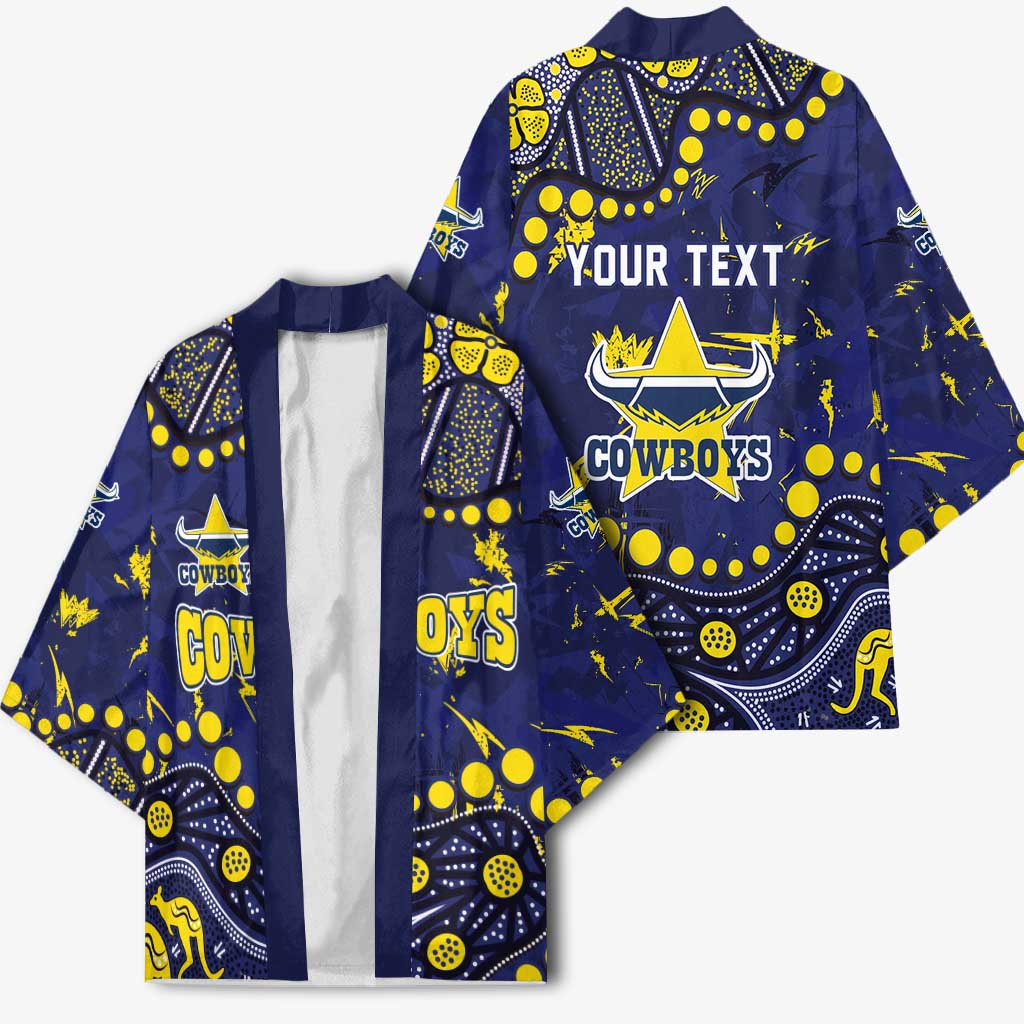 Personalized North Queensland Cowboys Kimono Aboriginal Pattern with Graffiti Style Design