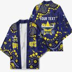 Personalized North Queensland Cowboys Kimono Aboriginal Pattern with Graffiti Style Design