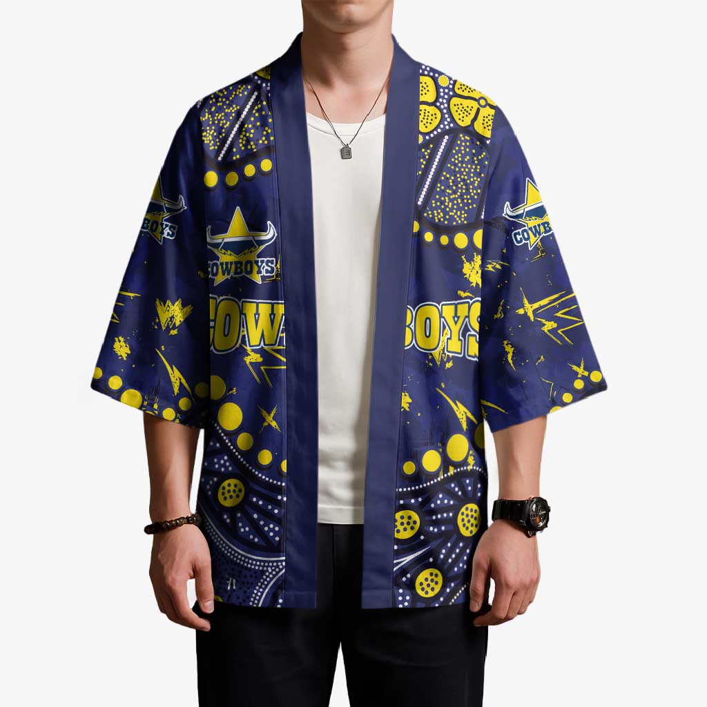 Personalized North Queensland Cowboys Kimono Aboriginal Pattern with Graffiti Style Design