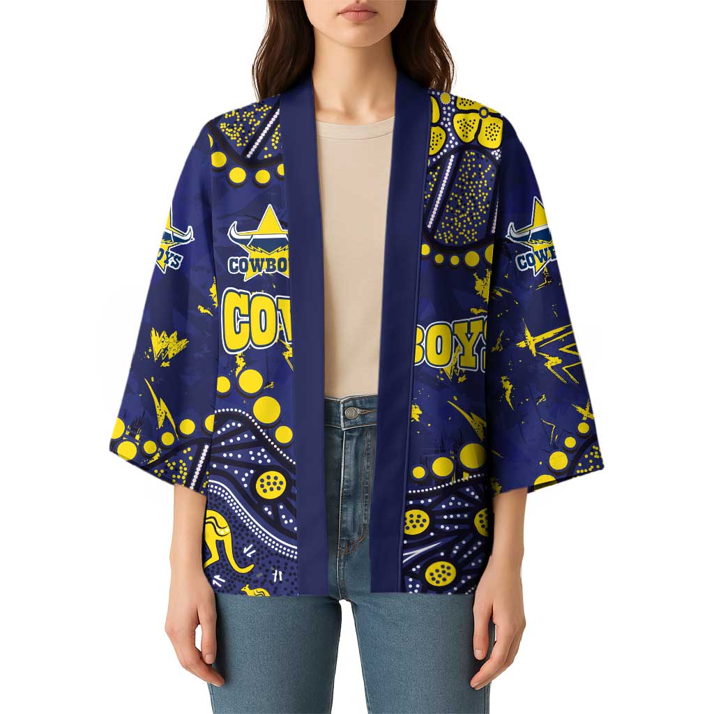 Personalized North Queensland Cowboys Kimono Aboriginal Pattern with Graffiti Style Design