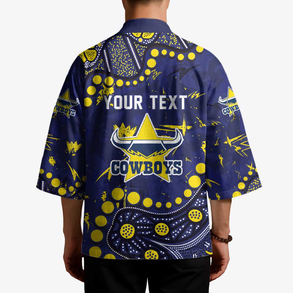 Personalized North Queensland Cowboys Kimono Aboriginal Pattern with Graffiti Style Design