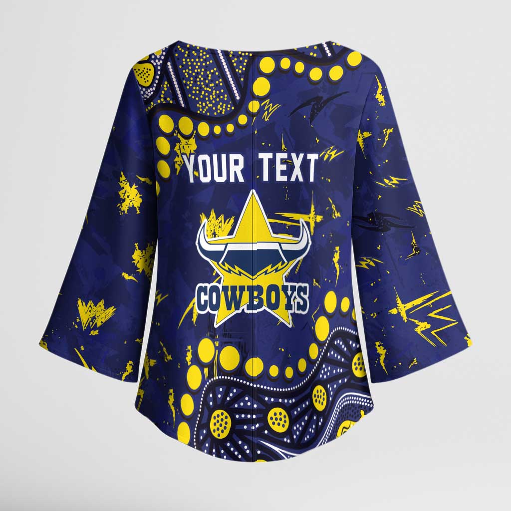 Personalized North Queensland Cowboys Kimono Sleeve Blouse Aboriginal Pattern with Graffiti Style Design