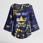 Personalized North Queensland Cowboys Kimono Sleeve Blouse Aboriginal Pattern with Graffiti Style Design