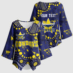 Personalized North Queensland Cowboys Kimono Sleeve Blouse Aboriginal Pattern with Graffiti Style Design