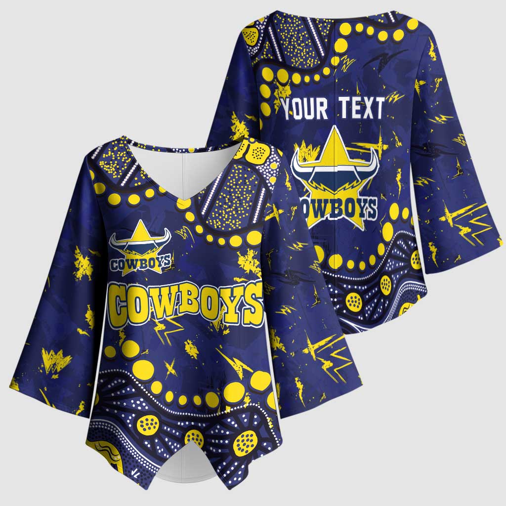 Personalized North Queensland Cowboys Kimono Sleeve Blouse Aboriginal Pattern with Graffiti Style Design