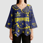 Personalized North Queensland Cowboys Kimono Sleeve Blouse Aboriginal Pattern with Graffiti Style Design
