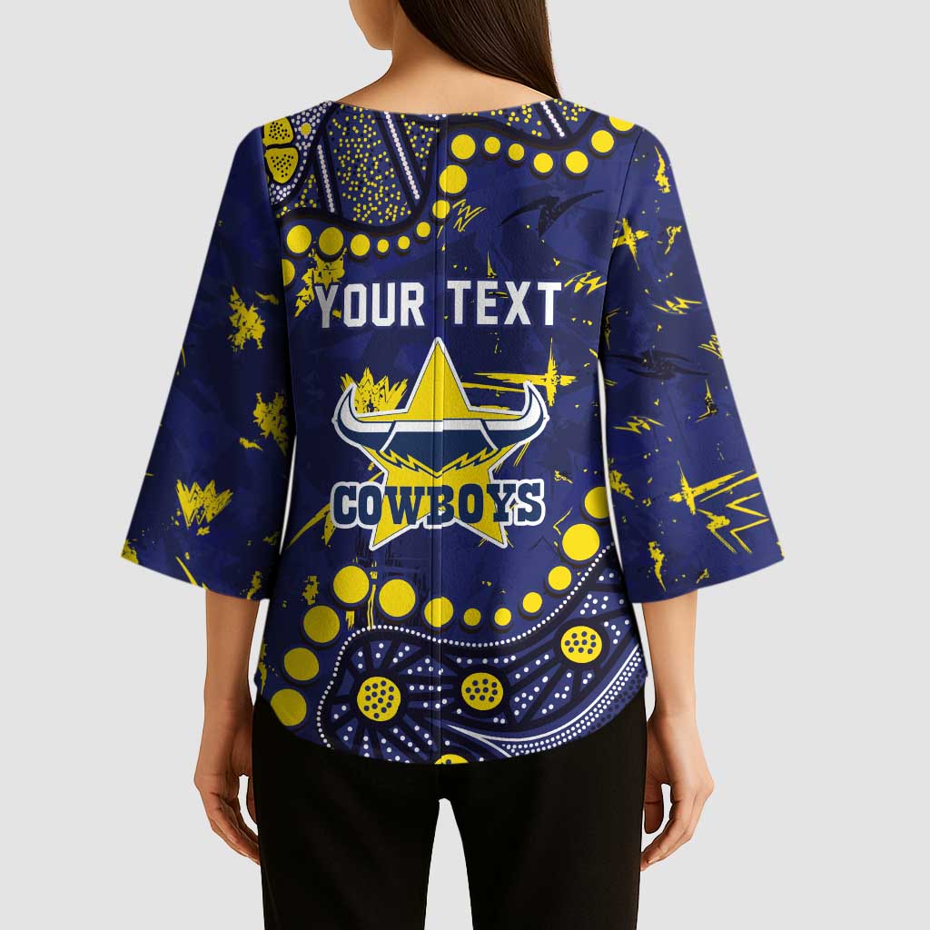 Personalized North Queensland Cowboys Kimono Sleeve Blouse Aboriginal Pattern with Graffiti Style Design