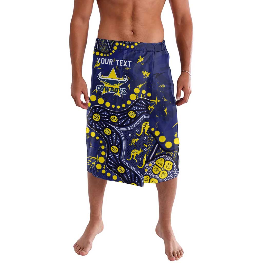 Personalized North Queensland Cowboys Lavalava Aboriginal Pattern with Graffiti Style Design