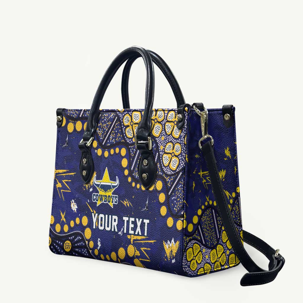 Personalized North Queensland Cowboys Leather Bag Aboriginal Pattern with Graffiti Style Design