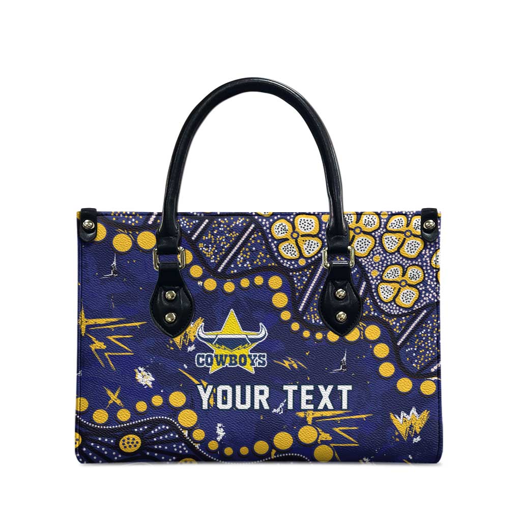 Personalized North Queensland Cowboys Leather Bag Aboriginal Pattern with Graffiti Style Design
