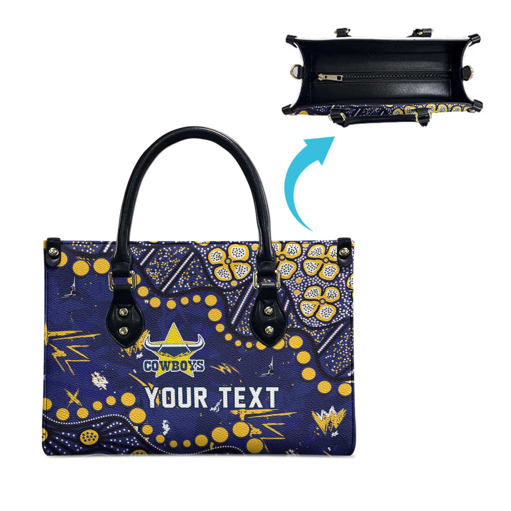 Personalized North Queensland Cowboys Leather Bag Aboriginal Pattern with Graffiti Style Design