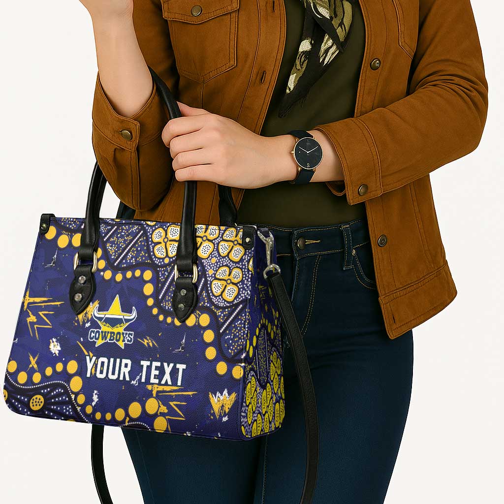 Personalized North Queensland Cowboys Leather Bag Aboriginal Pattern with Graffiti Style Design