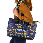 Personalized North Queensland Cowboys Leather Tote Bag Aboriginal Pattern with Graffiti Style Design