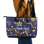 Personalized North Queensland Cowboys Leather Tote Bag Aboriginal Pattern with Graffiti Style Design