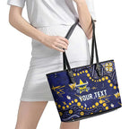 Personalized North Queensland Cowboys Leather Tote Bag Aboriginal Pattern with Graffiti Style Design