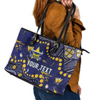 Personalized North Queensland Cowboys Leather Tote Bag Aboriginal Pattern with Graffiti Style Design
