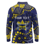 Personalized North Queensland Cowboys Long Sleeve Polo Shirt Aboriginal Pattern with Graffiti Style Design