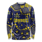 Personalized North Queensland Cowboys Long Sleeve Shirt Aboriginal Pattern with Graffiti Style Design