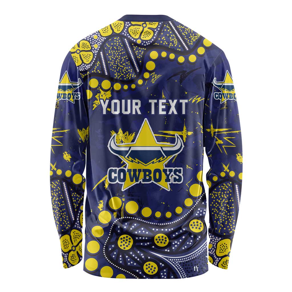 Personalized North Queensland Cowboys Long Sleeve Shirt Aboriginal Pattern with Graffiti Style Design