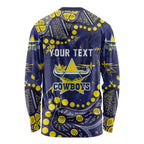 Personalized North Queensland Cowboys Long Sleeve Shirt Aboriginal Pattern with Graffiti Style Design