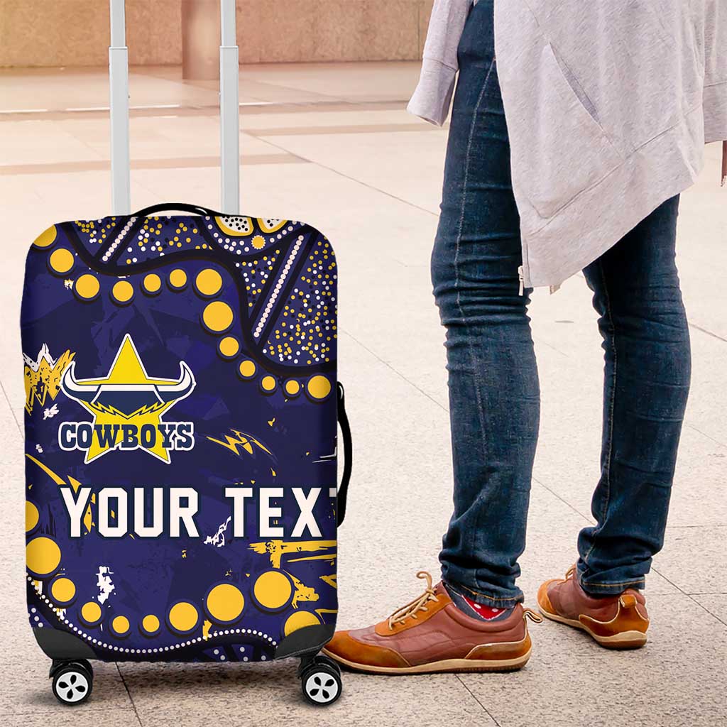 Personalized North Queensland Cowboys Luggage Cover Aboriginal Pattern with Graffiti Style Design