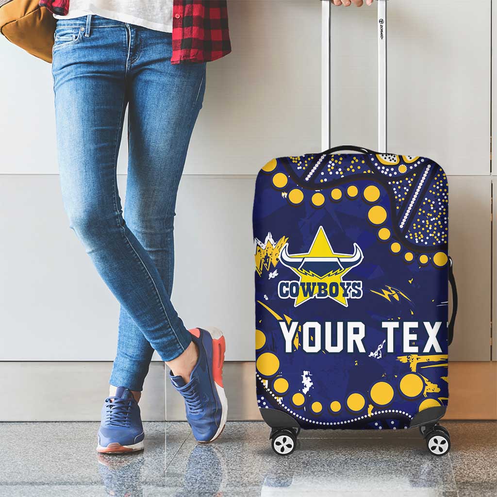 Personalized North Queensland Cowboys Luggage Cover Aboriginal Pattern with Graffiti Style Design