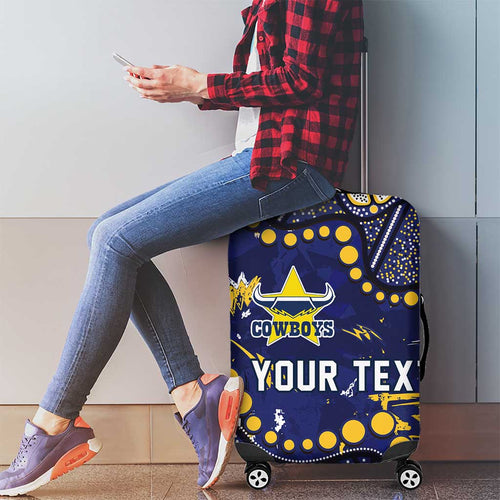 Personalized North Queensland Cowboys Luggage Cover Aboriginal Pattern with Graffiti Style Design