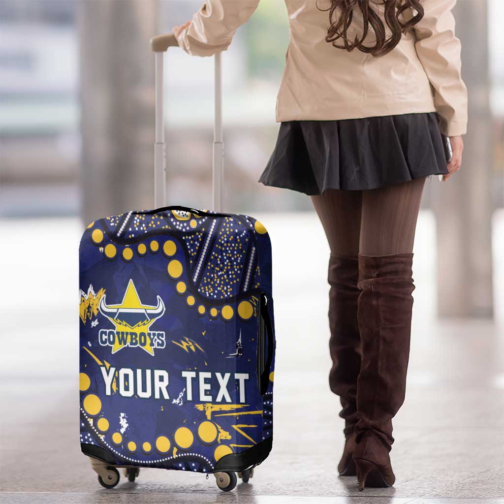 Personalized North Queensland Cowboys Luggage Cover Aboriginal Pattern with Graffiti Style Design