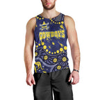Personalized North Queensland Cowboys Men Tank Top Aboriginal Pattern with Graffiti Style Design