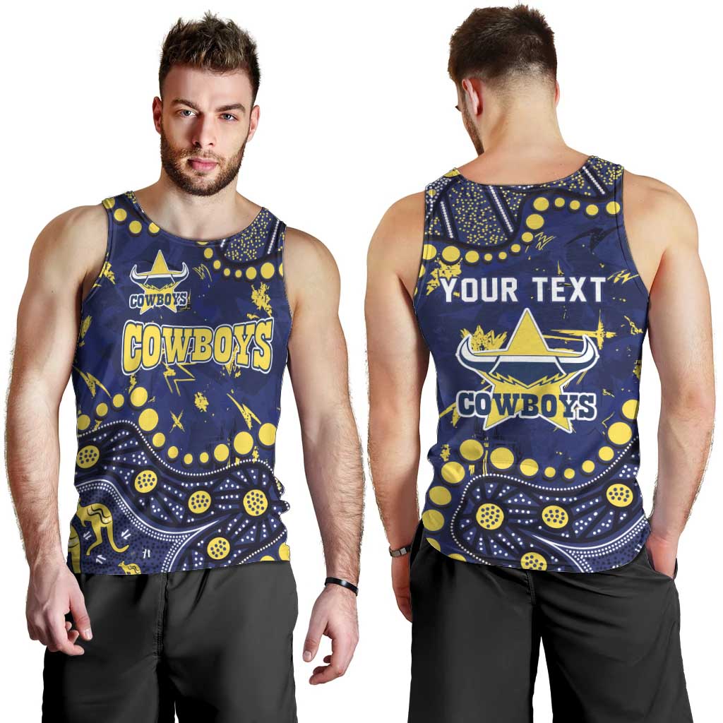 Personalized North Queensland Cowboys Men Tank Top Aboriginal Pattern with Graffiti Style Design