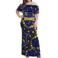 Personalized North Queensland Cowboys Off Shoulder Maxi Dress Aboriginal Pattern with Graffiti Style Design