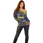 Personalized North Queensland Cowboys Off Shoulder Sweater Aboriginal Pattern with Graffiti Style Design
