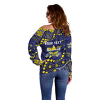Personalized North Queensland Cowboys Off Shoulder Sweater Aboriginal Pattern with Graffiti Style Design