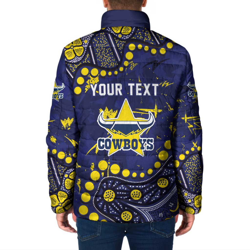 Personalized North Queensland Cowboys Padded Jacket Aboriginal Pattern with Graffiti Style Design