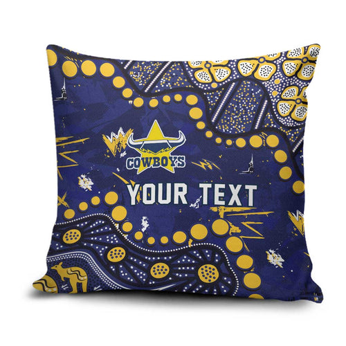 Personalized North Queensland Cowboys Pillow Cover Aboriginal Pattern with Graffiti Style Design