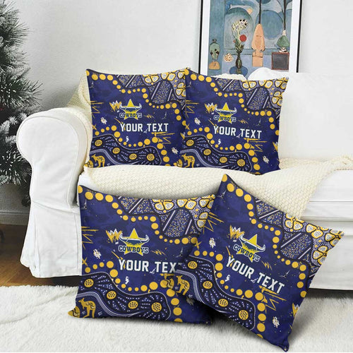 Personalized North Queensland Cowboys Pillow Cover Aboriginal Pattern with Graffiti Style Design