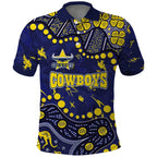 Personalized North Queensland Cowboys Polo Shirt Aboriginal Pattern with Graffiti Style Design
