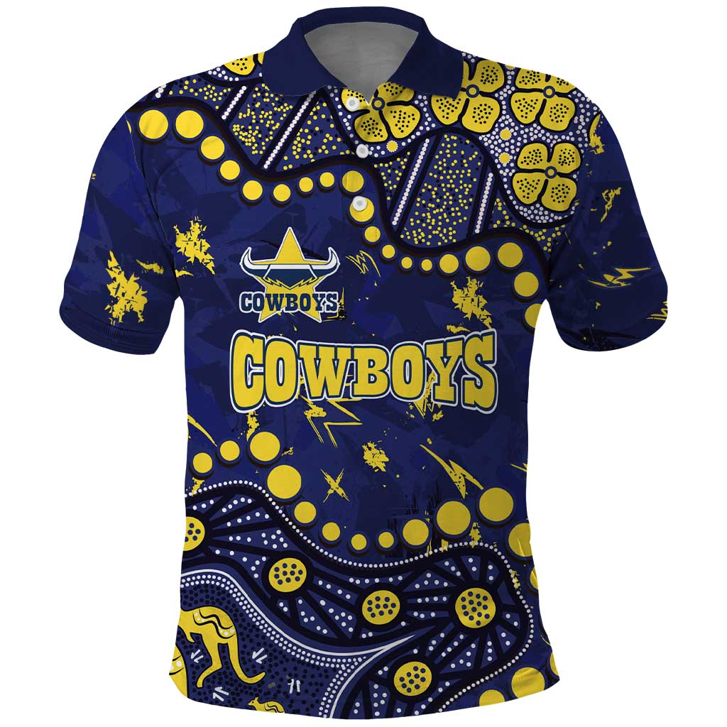Personalized North Queensland Cowboys Polo Shirt Aboriginal Pattern with Graffiti Style Design