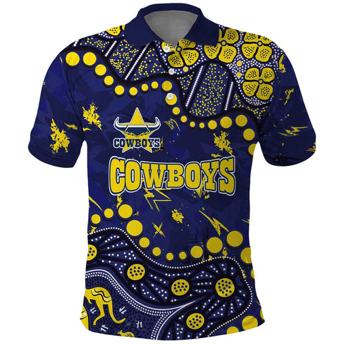 Personalized North Queensland Cowboys Polo Shirt Aboriginal Pattern with Graffiti Style Design