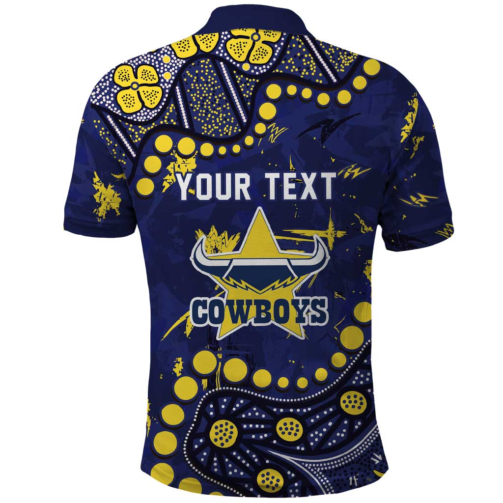 Personalized North Queensland Cowboys Polo Shirt Aboriginal Pattern with Graffiti Style Design