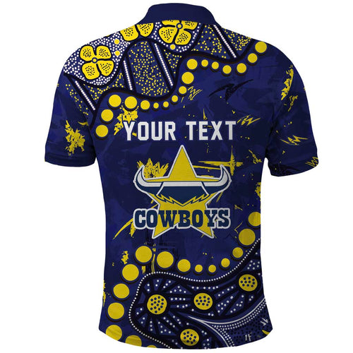 Personalized North Queensland Cowboys Polo Shirt Aboriginal Pattern with Graffiti Style Design