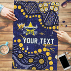 Personalized North Queensland Cowboys Puzzle Aboriginal Pattern with Graffiti Style Design