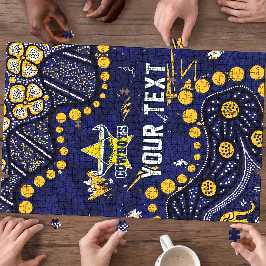 Personalized North Queensland Cowboys Puzzle Aboriginal Pattern with Graffiti Style Design