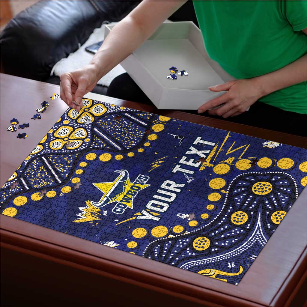 Personalized North Queensland Cowboys Puzzle Aboriginal Pattern with Graffiti Style Design