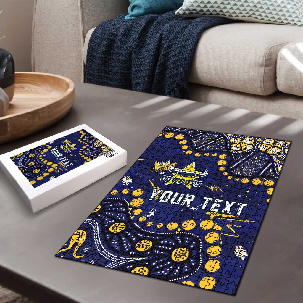 Personalized North Queensland Cowboys Puzzle Aboriginal Pattern with Graffiti Style Design