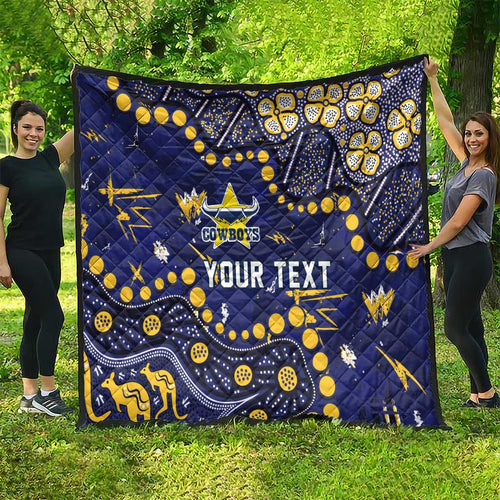 Personalized North Queensland Cowboys Quilt Aboriginal Pattern with Graffiti Style Design