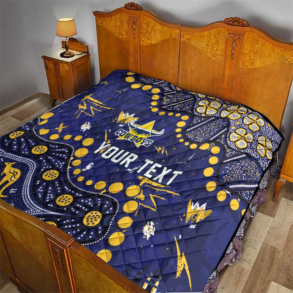 Personalized North Queensland Cowboys Quilt Aboriginal Pattern with Graffiti Style Design