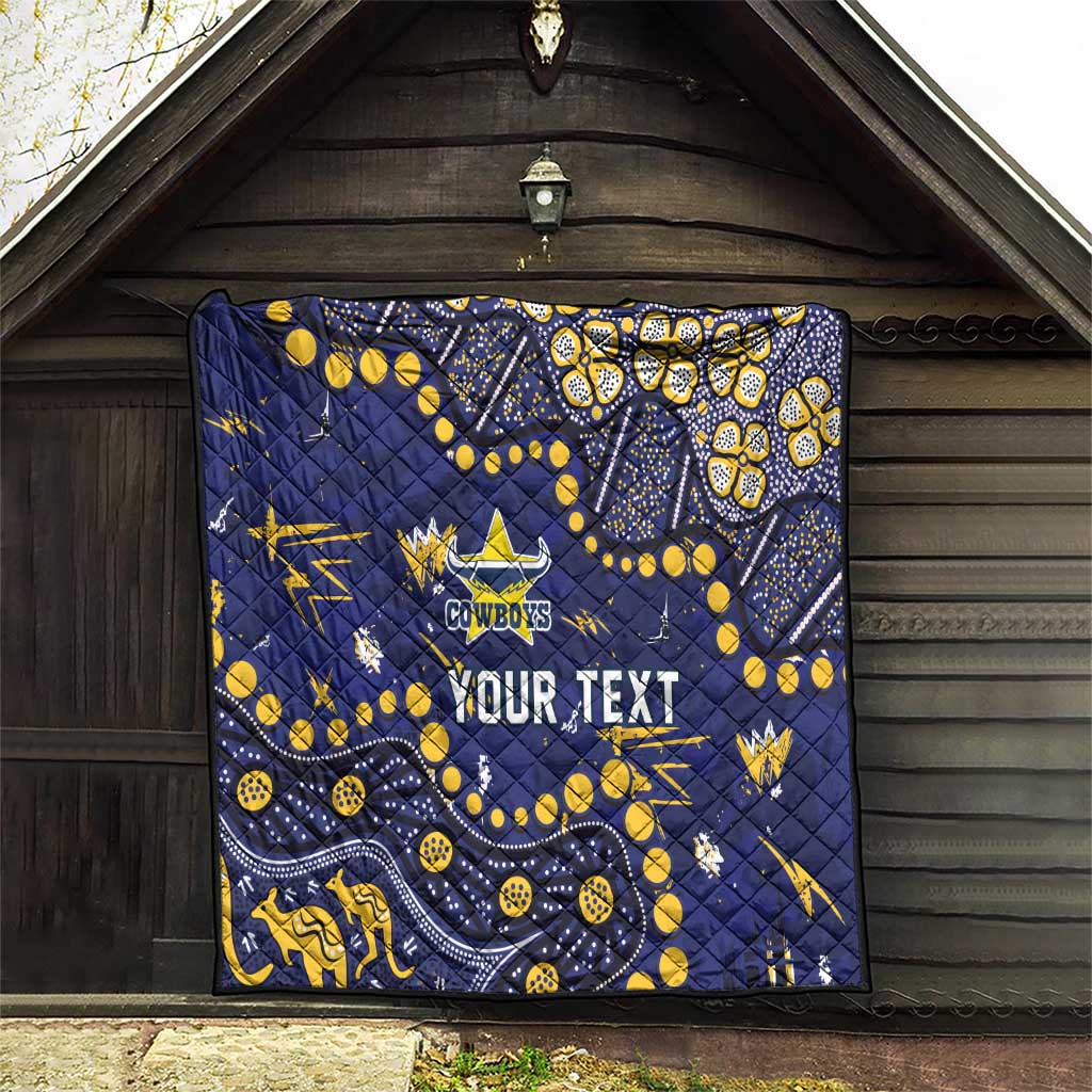 Personalized North Queensland Cowboys Quilt Aboriginal Pattern with Graffiti Style Design